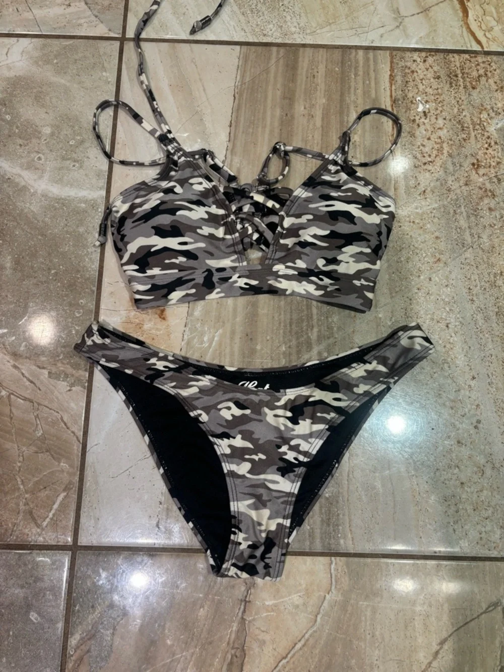 Heat swimwear  Camo Swim or Activewear Piece - Gray & Black